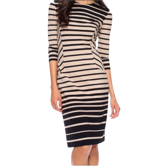 J.McLaughlin Beige Stripe Midi Dress - Picture 1 of 8
